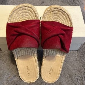 LK Bennett Alena Poppy Suede Flat Espadrille Sandals EU 37